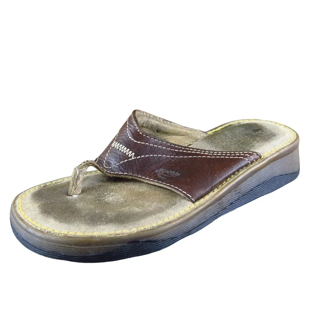 Dr. Martens Women's  Flip Flop Brown Leather‎ Sz 4 Medium  Used 2025